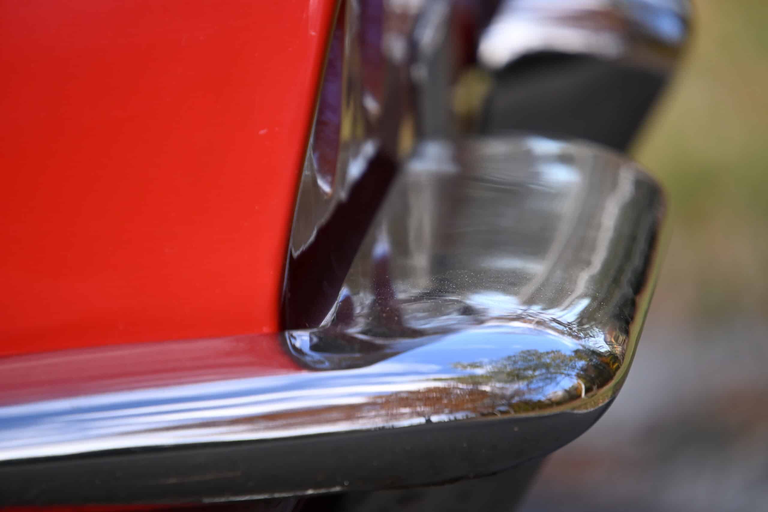 1972 Chevrolet corvette — Close-up of the rear bumper and body of a classic car.