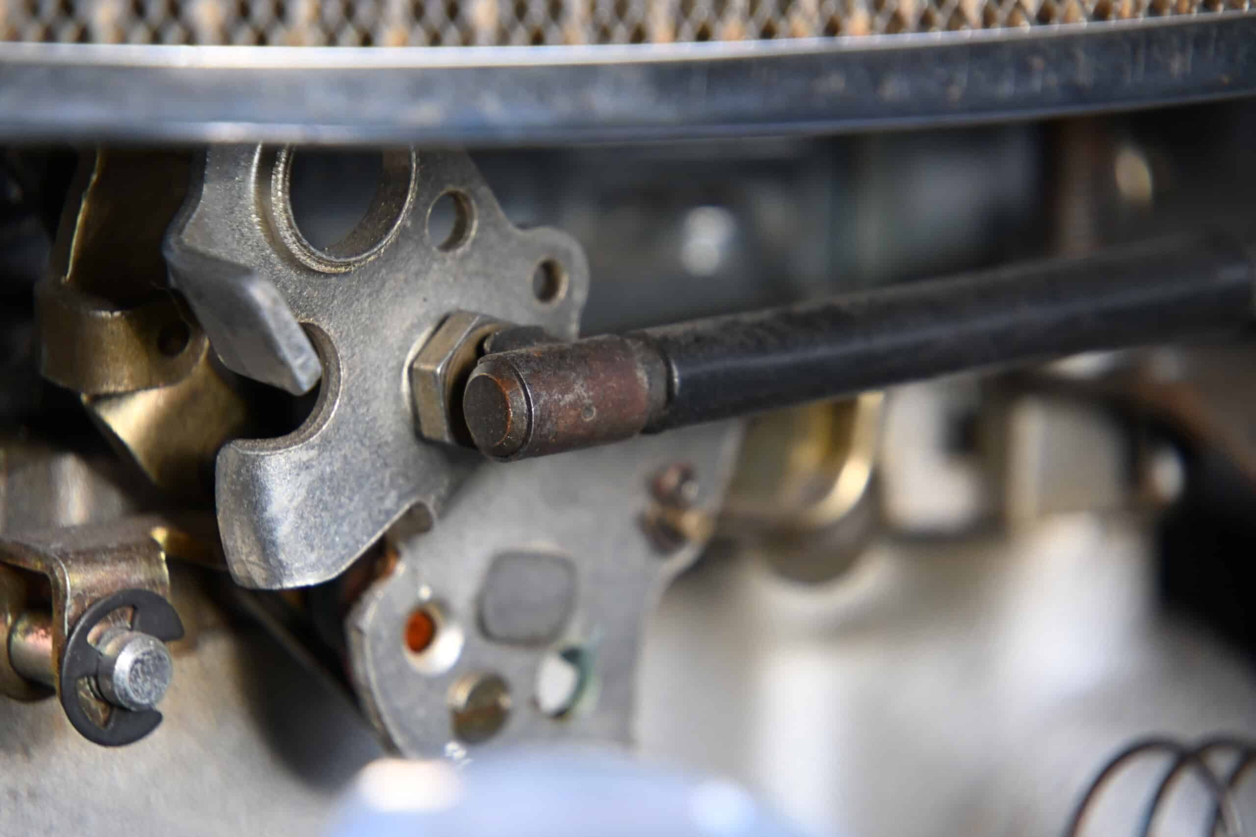 1972 Chevrolet corvette — Close-up of engine components in a classic car.