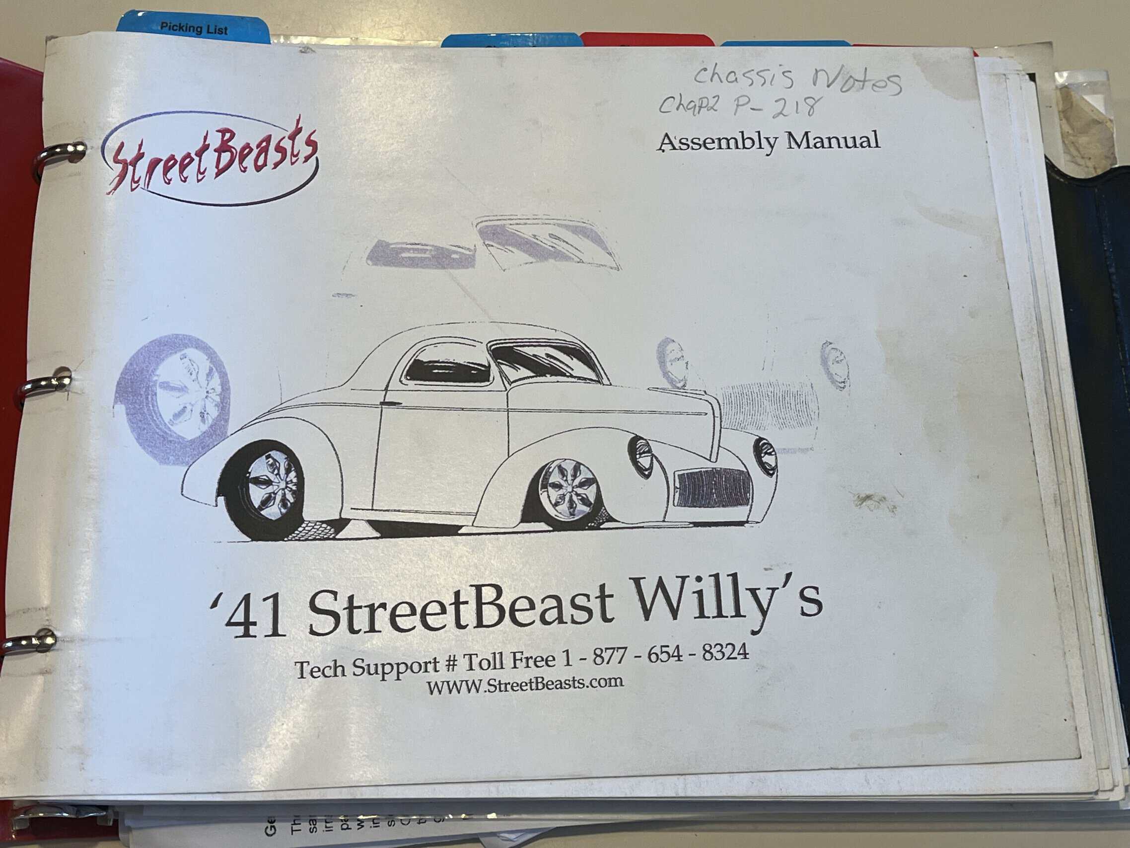1941 Willys Custom Street Rod — Photo of a classic car drawing on an assembly manual cover.